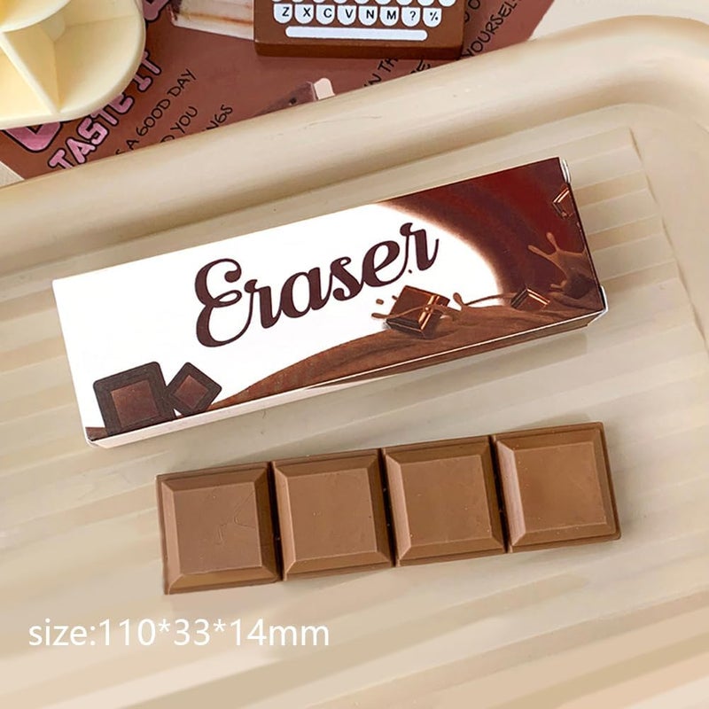 QFSH Chocolate Shaped Pencil Top Erasers Cute Fun Novelty Food Eraser for Student School Supplies 2Box - Image 4